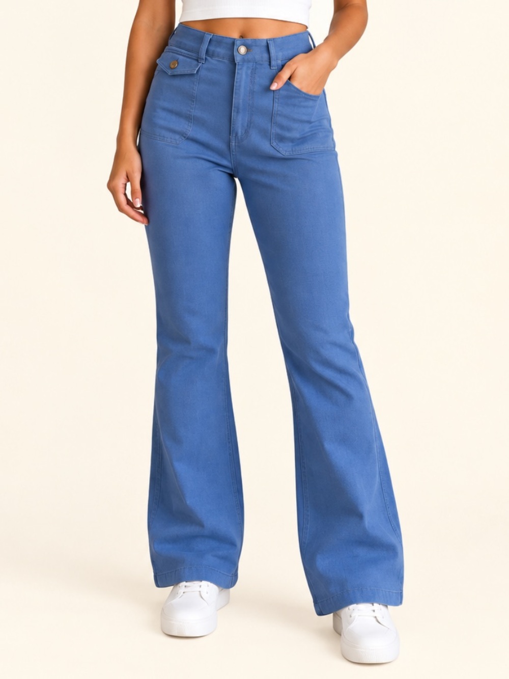 Ann Taylor LOFT High Rise Flared Jeans Sky Blue Stretch Denim 29